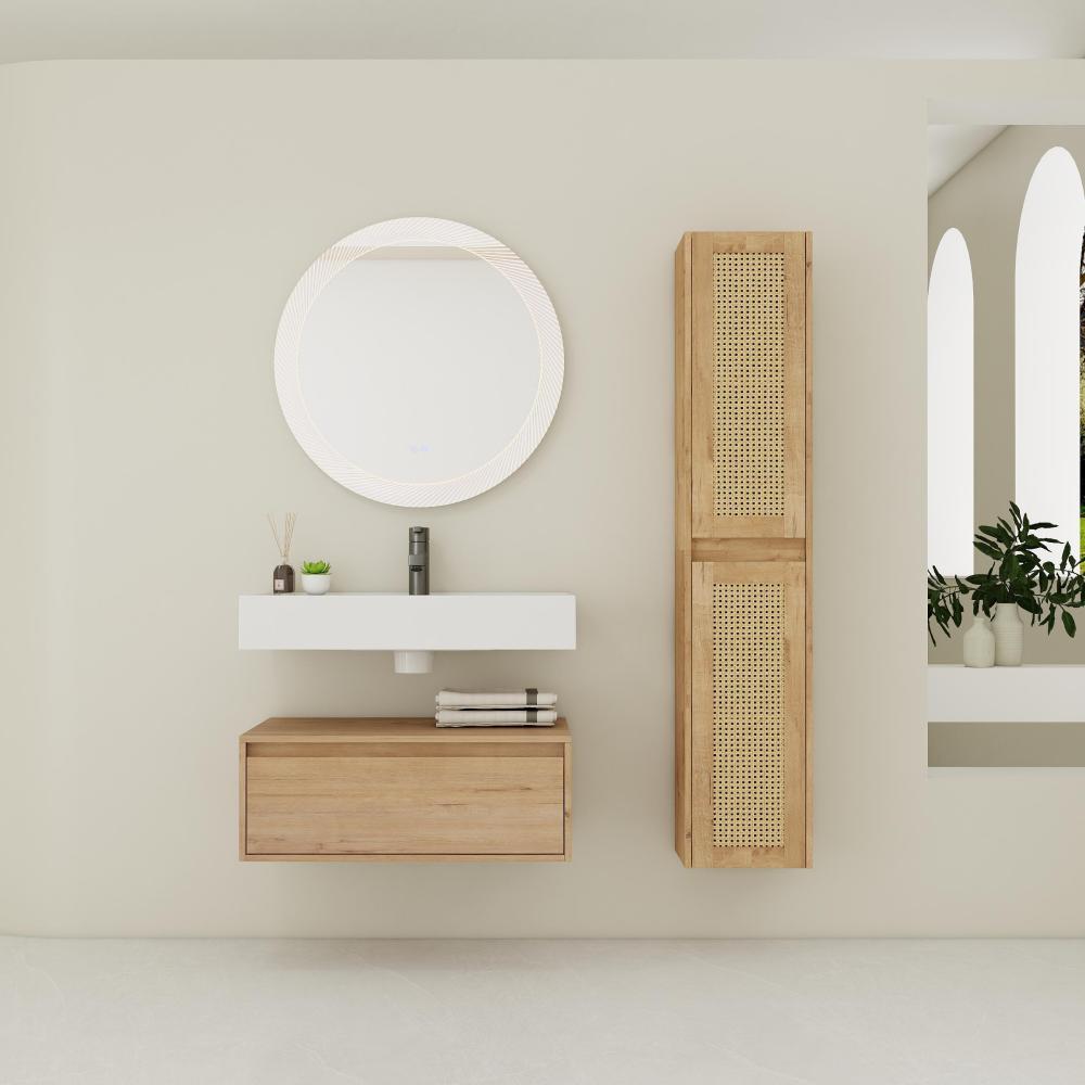 60" Bathroom Cabinet,Soft Close Drawer,Float Mounting Design (Only Vanity, Without Sink)