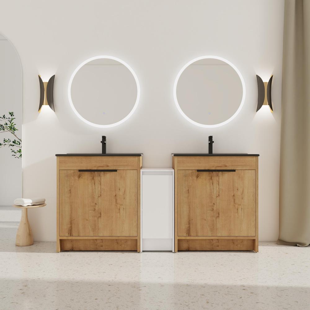 36" Freestanding Bathroom Vanity with White Ceramic Sink & 2 Soft-Close Cabinet Doors ((KD-PACKING),BVB02436IMO-F-BL9090B