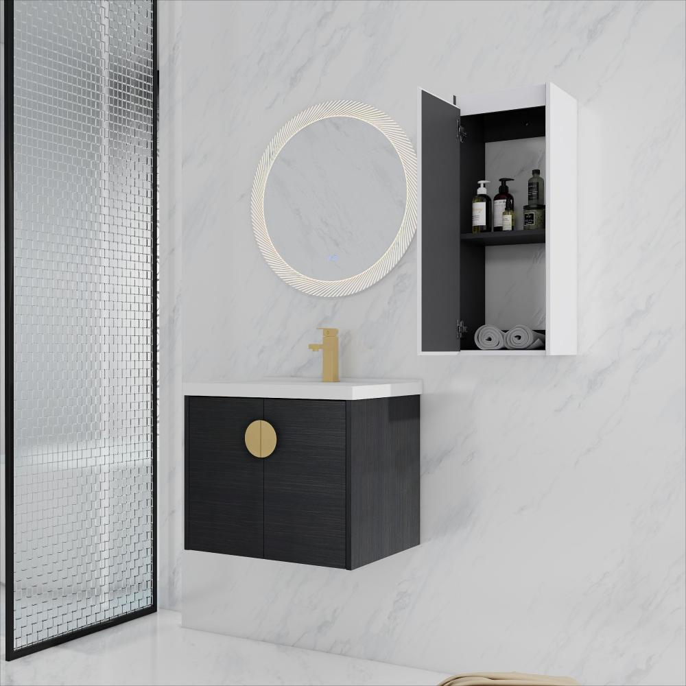 30" Wall-Mounted Bathroom Vanity With Ceramic Sink and Side Cabinet & Soft Close Doors, Combination Cabinet (KD-Package)