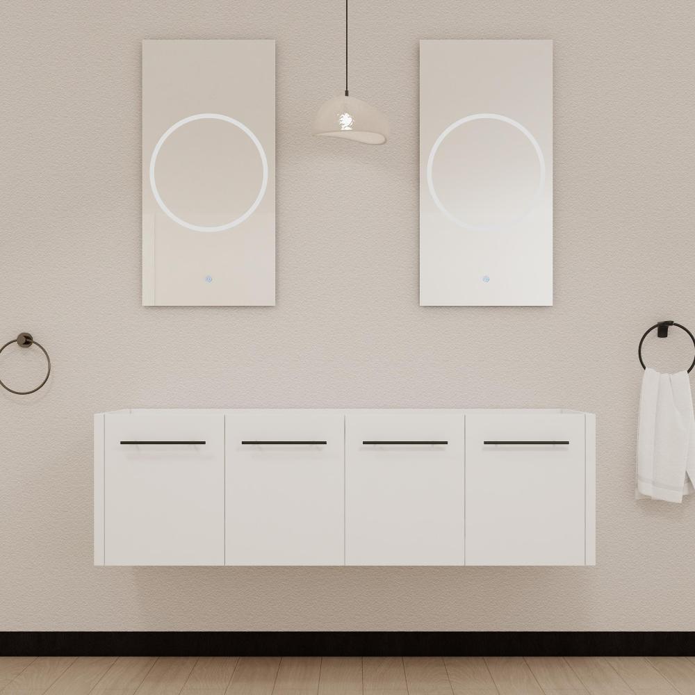48 Inch Wall-Mounted Bathroom Vanity with Sink, Thick Edged Resin Basin, KD-Package