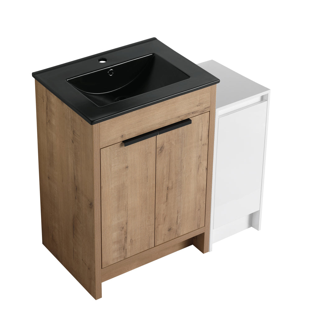 36" Freestanding Bathroom Vanity with White Ceramic Sink & 2 Soft-Close Cabinet Doors ((KD-PACKING),BVB02436IMO-F-BL9090B