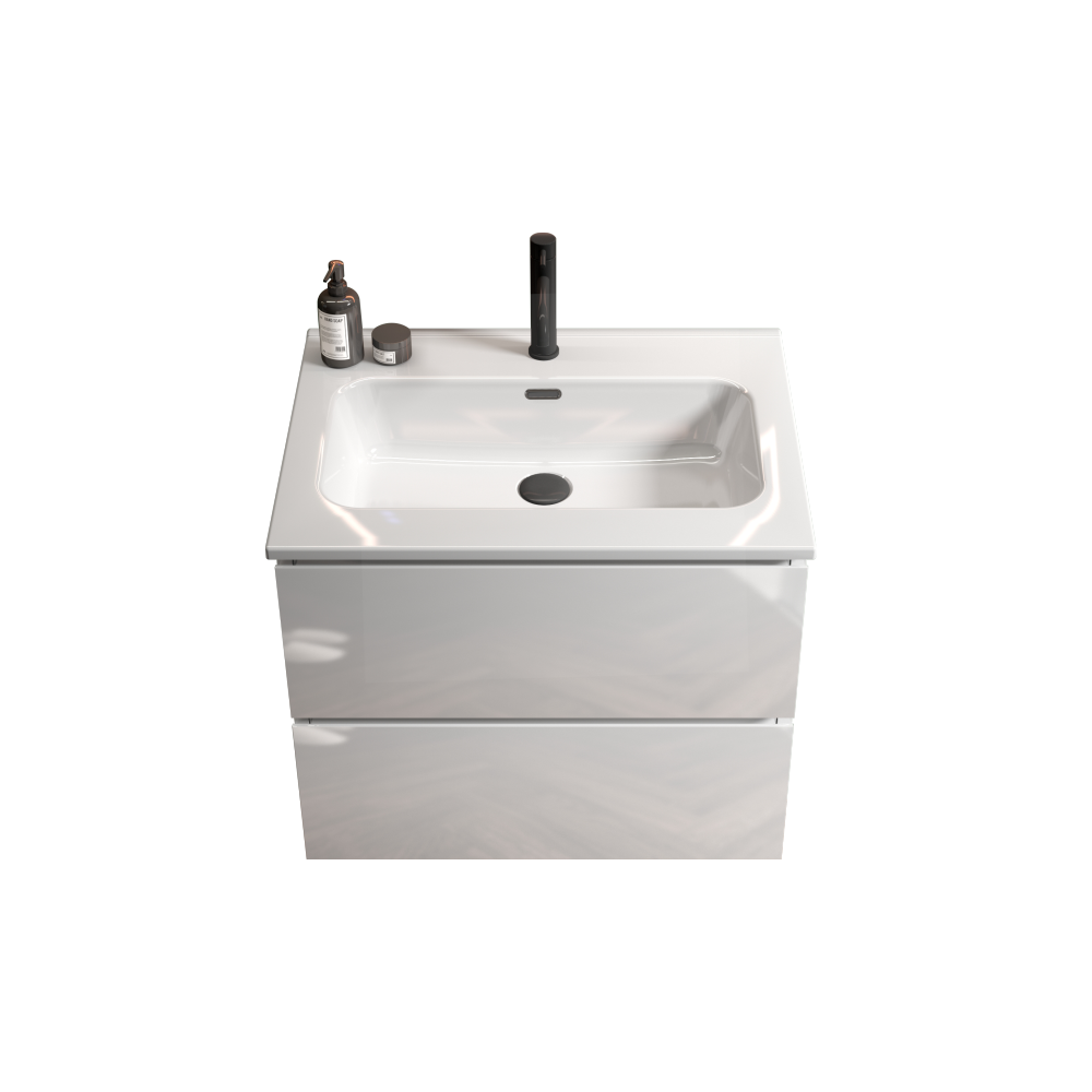 BB0924Y311, Integrated white ceramic basin with one predrilled faucet hole, drain assembly NOT included
