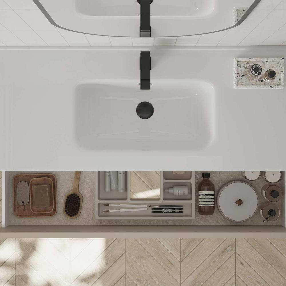 DAX Venice Single Vanity Cabinet 3 Drawers 40" Inches White w/Onix Basin