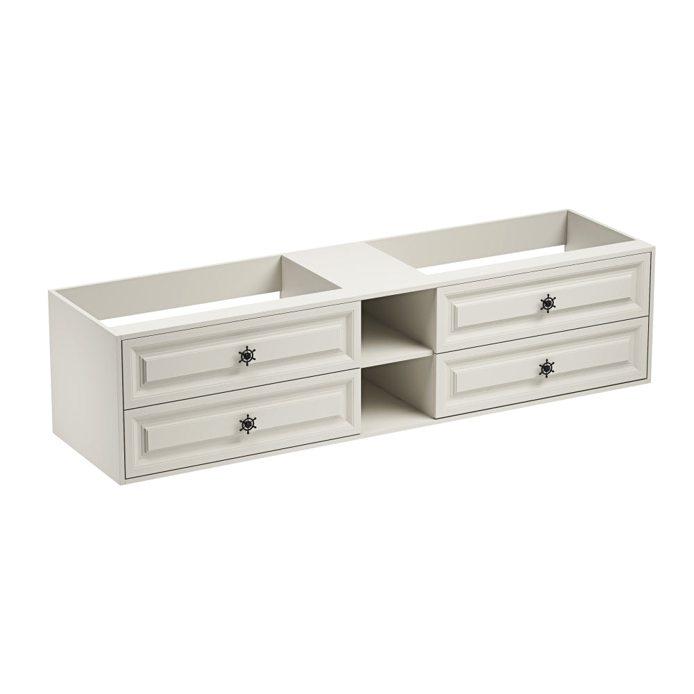 84" Wall Hung Bathroom Vanity Cabinet Fits Double Sinks, Cabinet Only (Countertop and Sinks Not Included)