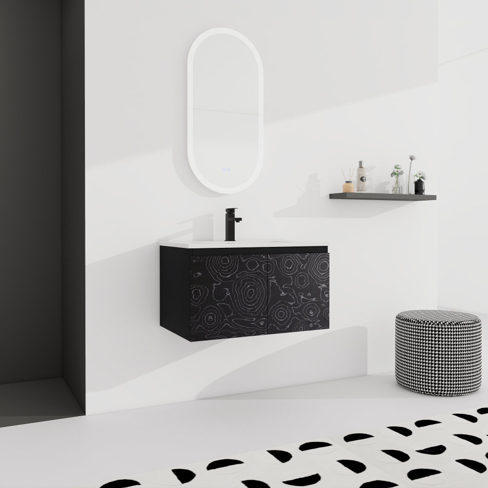 30'' Floating Wall-Mounted Bathroom Vanity With Ceramics Sink & Soft-Close Cabinet Door, KD-Package
