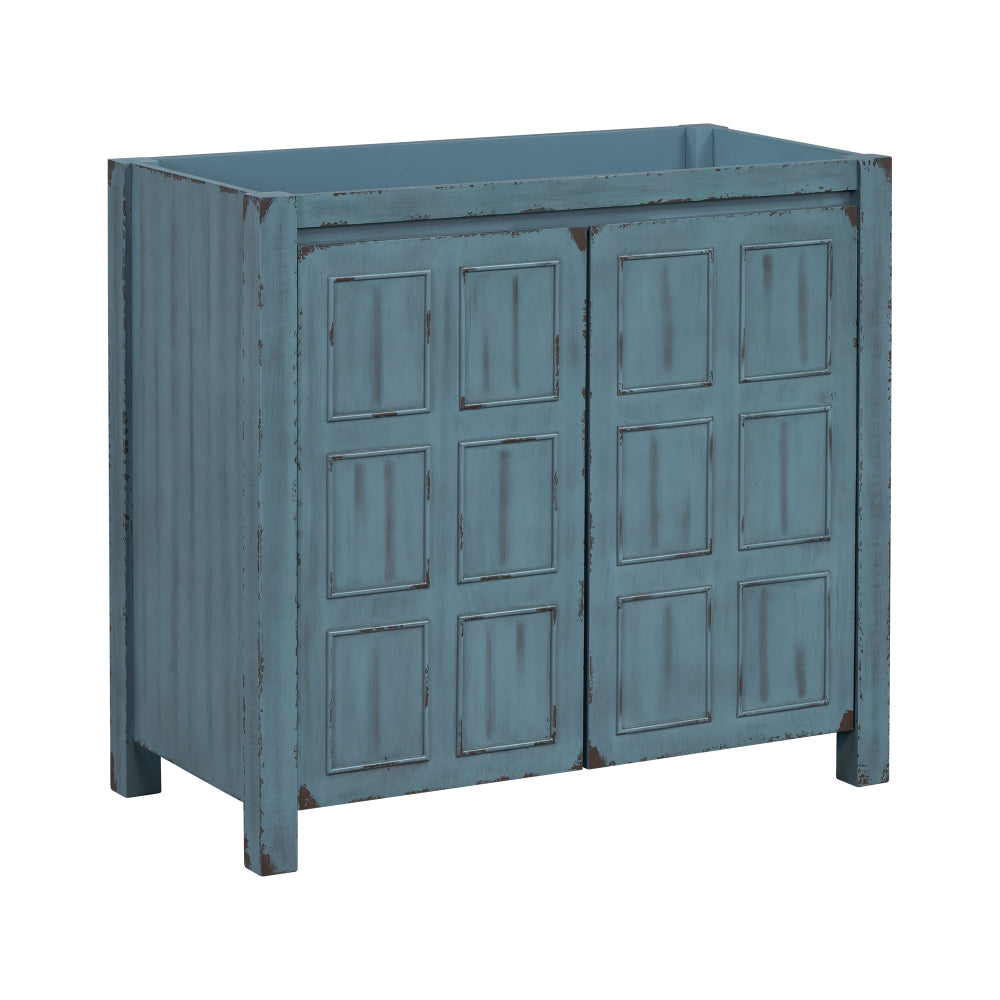 24x18x34 Inches Vintage Style Small Bathroom Vanity Combo with Ceramic Sink, 2 Soft-close Doors