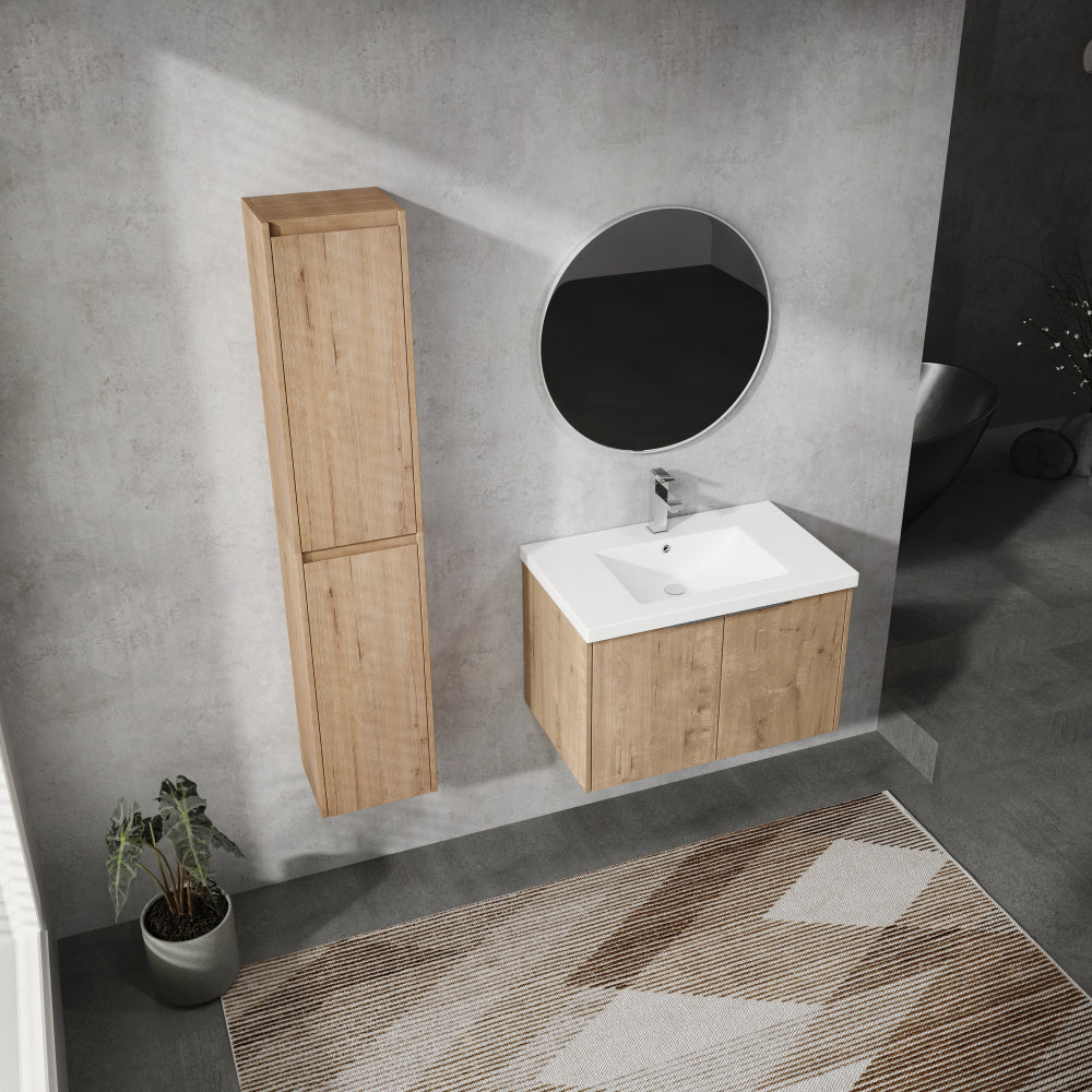 30" Wall-Mounted Bathroom Vanity With Sink and Side Cabinet, Soft Close Doors,00112IMO x 2-00630IMO Combination Cabinet(KD-Packing)