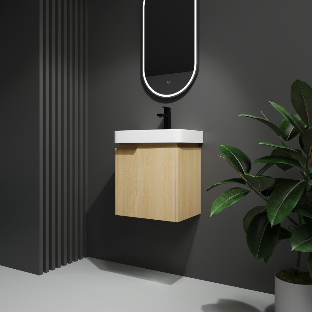 20" Wall-Mounted Bathroom Vanity with Ceramic Sink, Storage Cabinet with Doors (KD-Package)