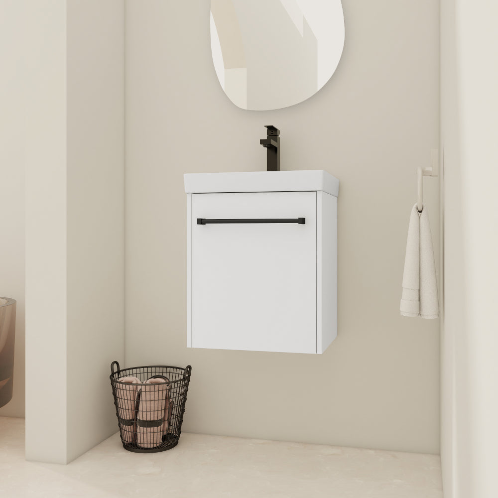 Melamine cabinet 20'' Floating Wall-Mounted Bathroom Vanity with Resin Sink & Soft-Close Cabinet Door