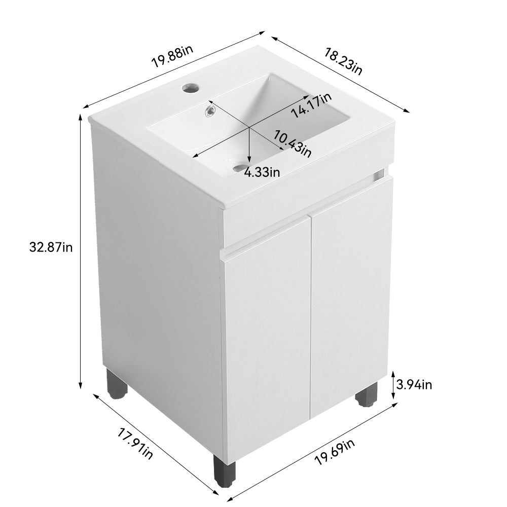 20 "white bathroom cabinet black tripod with ceramic sink