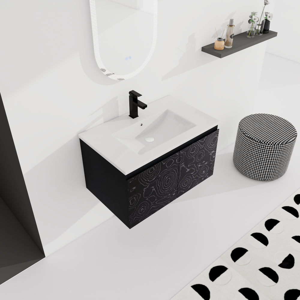 30'' Floating Wall-Mounted Bathroom Vanity With Ceramics Sink & Soft-Close Cabinet Door, KD-Package