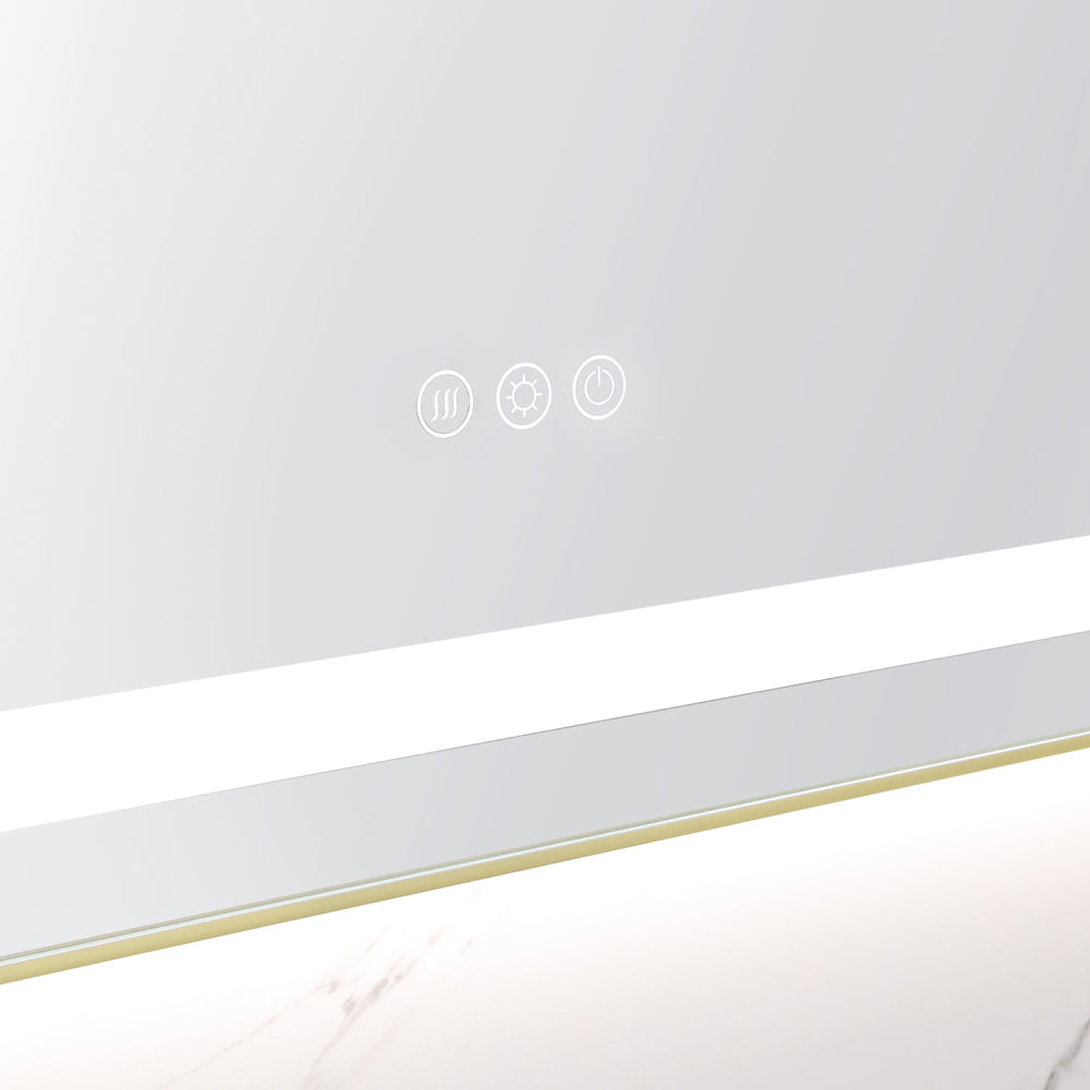 40" x 24" Inch LED Bathroom Mirror with Front and Backlight, Wall Mounted Vanity Mirror with Aluminum Frame, Anti-Fog, Memory, 3 Colors, Stepless Dimmable