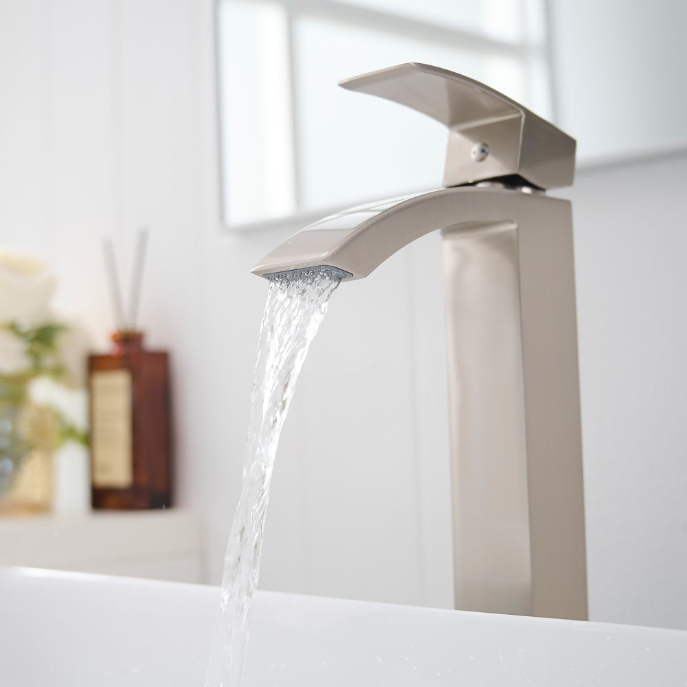 Brushed Nickel Bathroom Faucet,Faucet for Bathroom Sink, Single Hole Bathroom Faucet Modern Single Handle Vanity Basin Faucet