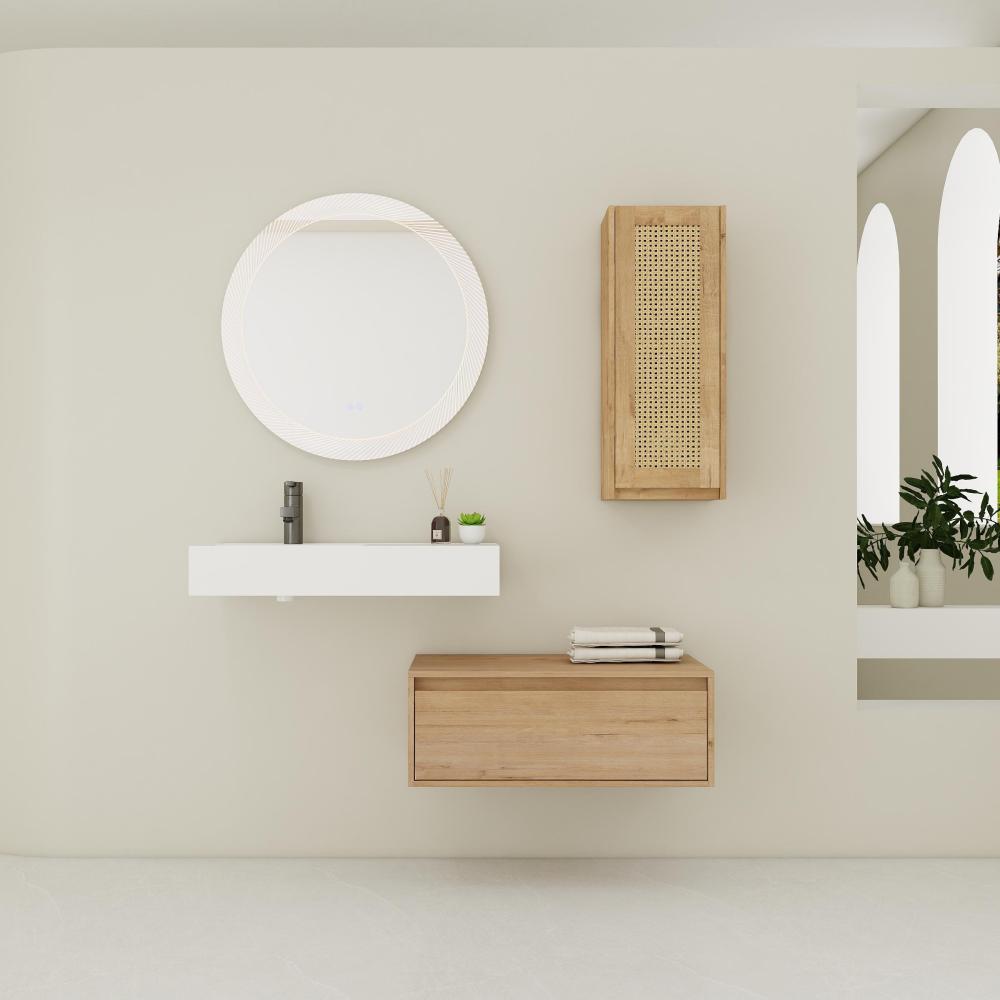 60" Bathroom Cabinet,Soft Close Drawer,Float Mounting Design (Only Vanity, Without Sink)