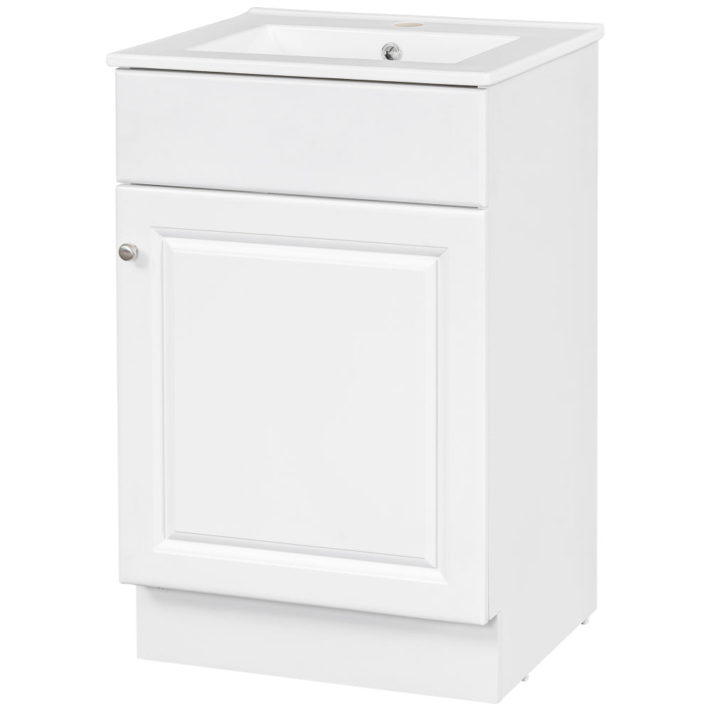 20" Bathroom Vanity with Matching Mirror Medicine Cabinet Combo Set, Modern Bathroom Storage Cabinet with Ceramic Sink, Wall-Mounted Medicine Cabinet for Bathroom, White