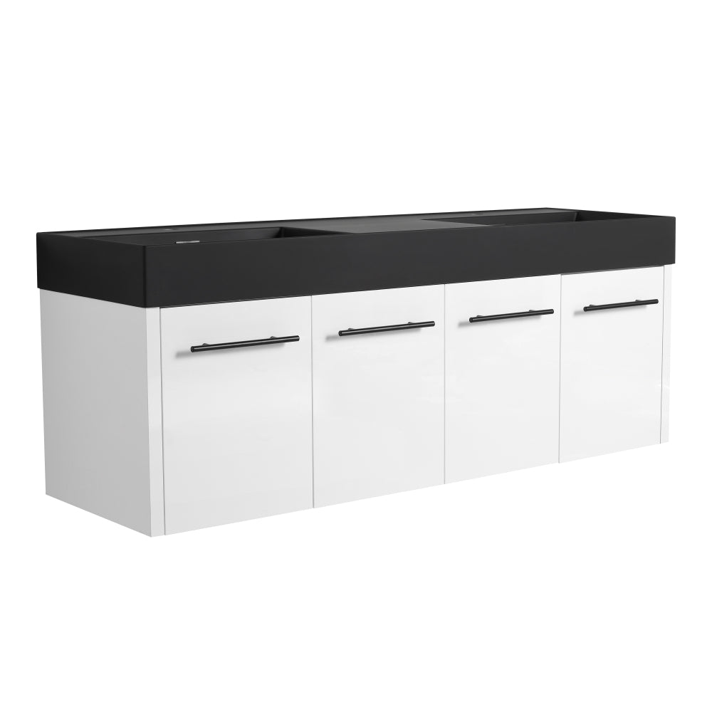 48 Inch Wall-Mounted Bathroom Vanity with Sink, Thick Edged Resin Basin, KD-Package