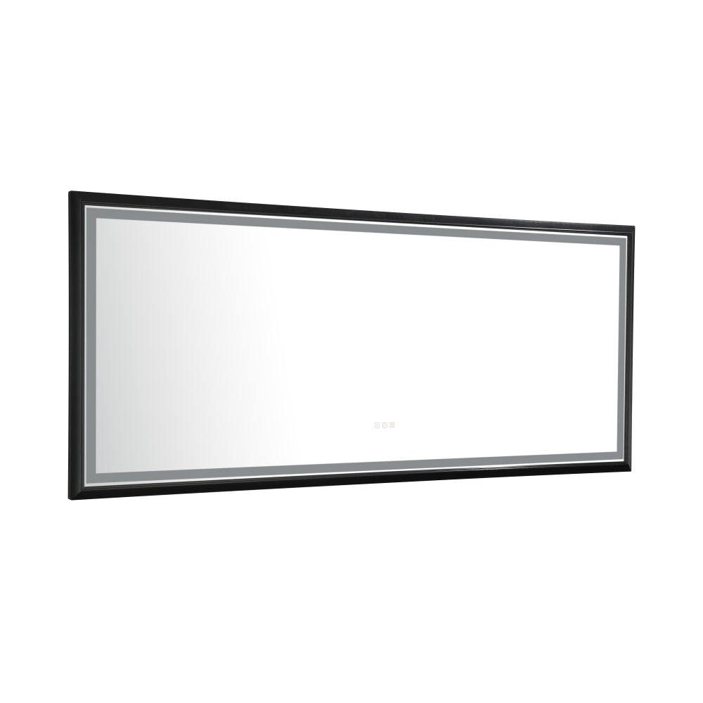 88 x 38 Inch LED Bathroom Mirror with Aluminum Frame, Wall Mounted Vanity Mirror, Anti-Fog, Memory, 3 Colors, Stepless Dimmable