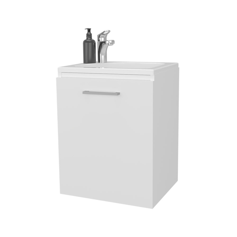 FM FURNITURE Haigleer Creek Bathroom Vanity with Integrated Sink and Faucet, White