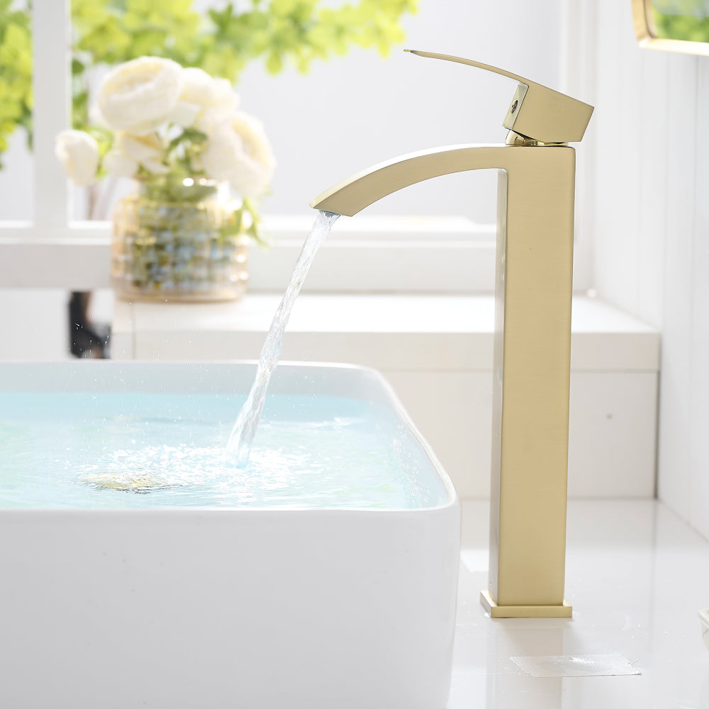 Brushed Gold Bathroom Faucet,Faucet for Bathroom Sink, Single Hole Bathroom Faucet Modern Single Handle Vanity Basin Faucet
