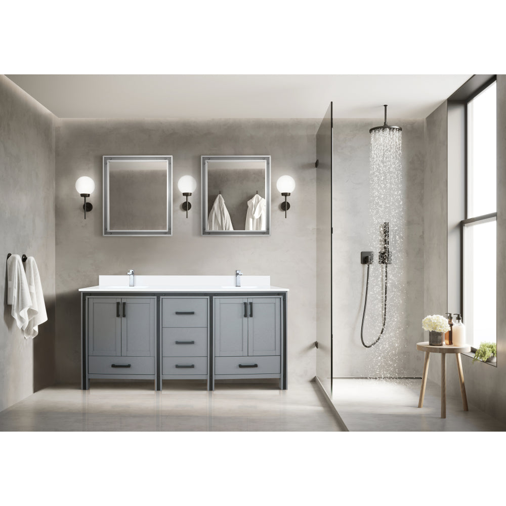 White Double Bath Vanity 72 in. W x 22 in. D, Cultured Marble Top and Faucet Set
