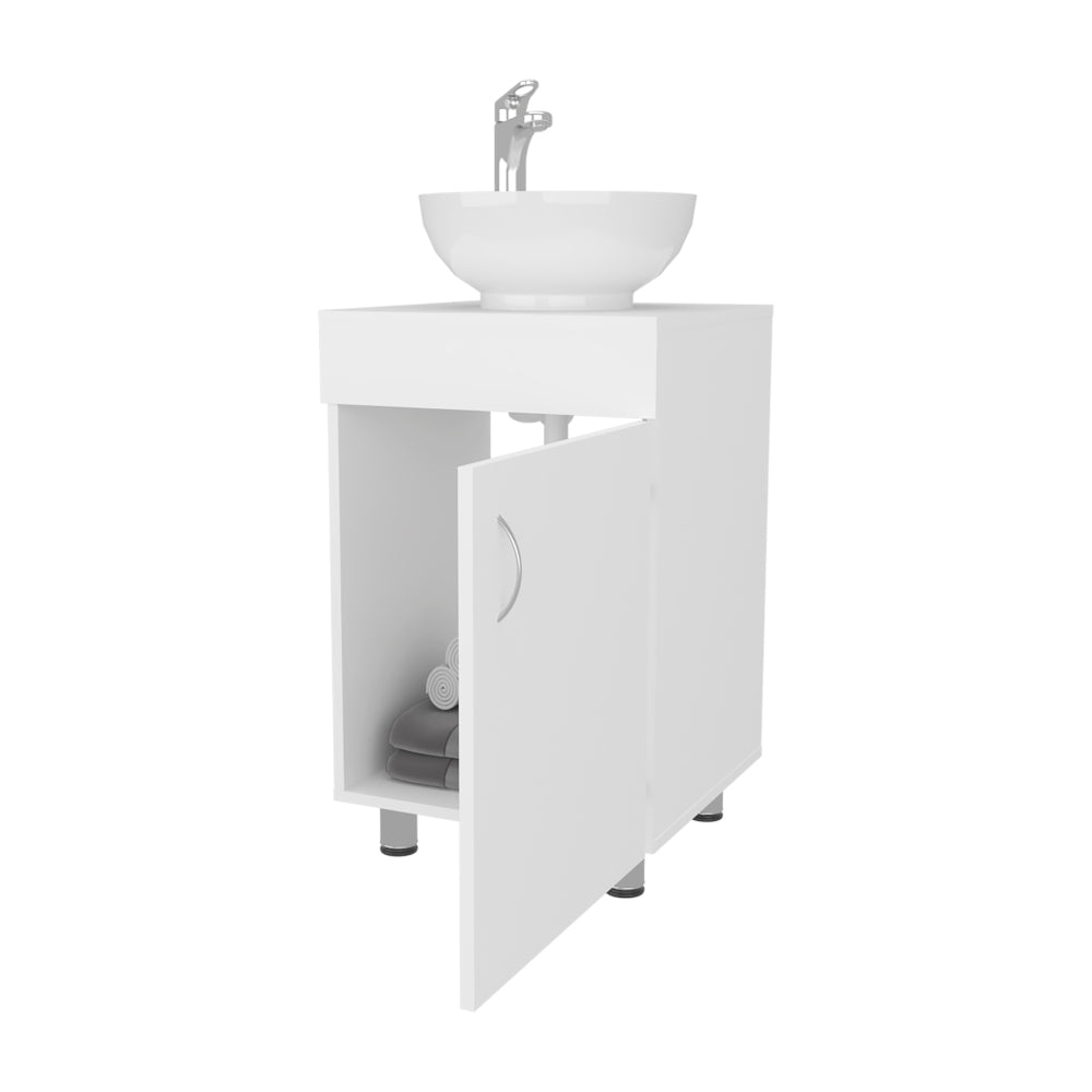 FM FURNITURE Loli Bathroom Vanity with Integrated Sink and Faucet, White