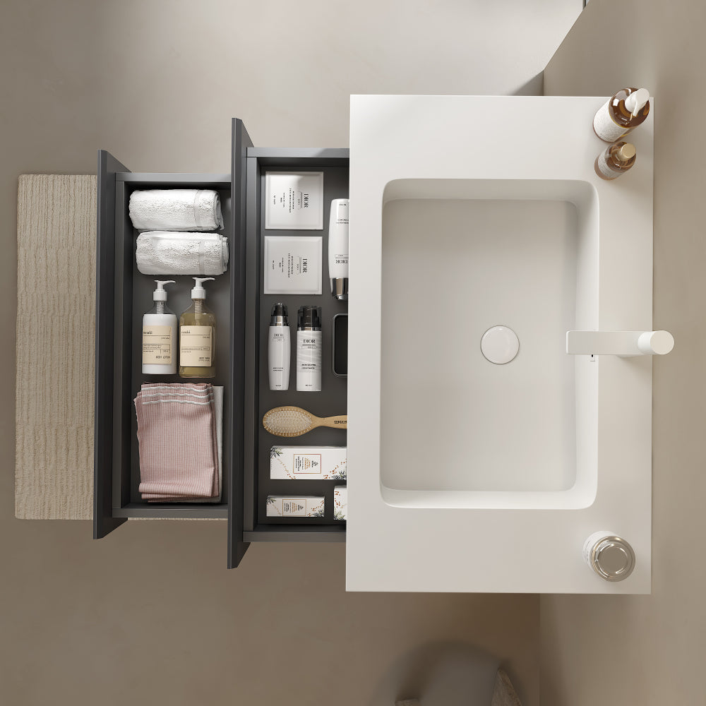 30" Integrated Rectangular Undermount Basin without Drain and Faucet, White
