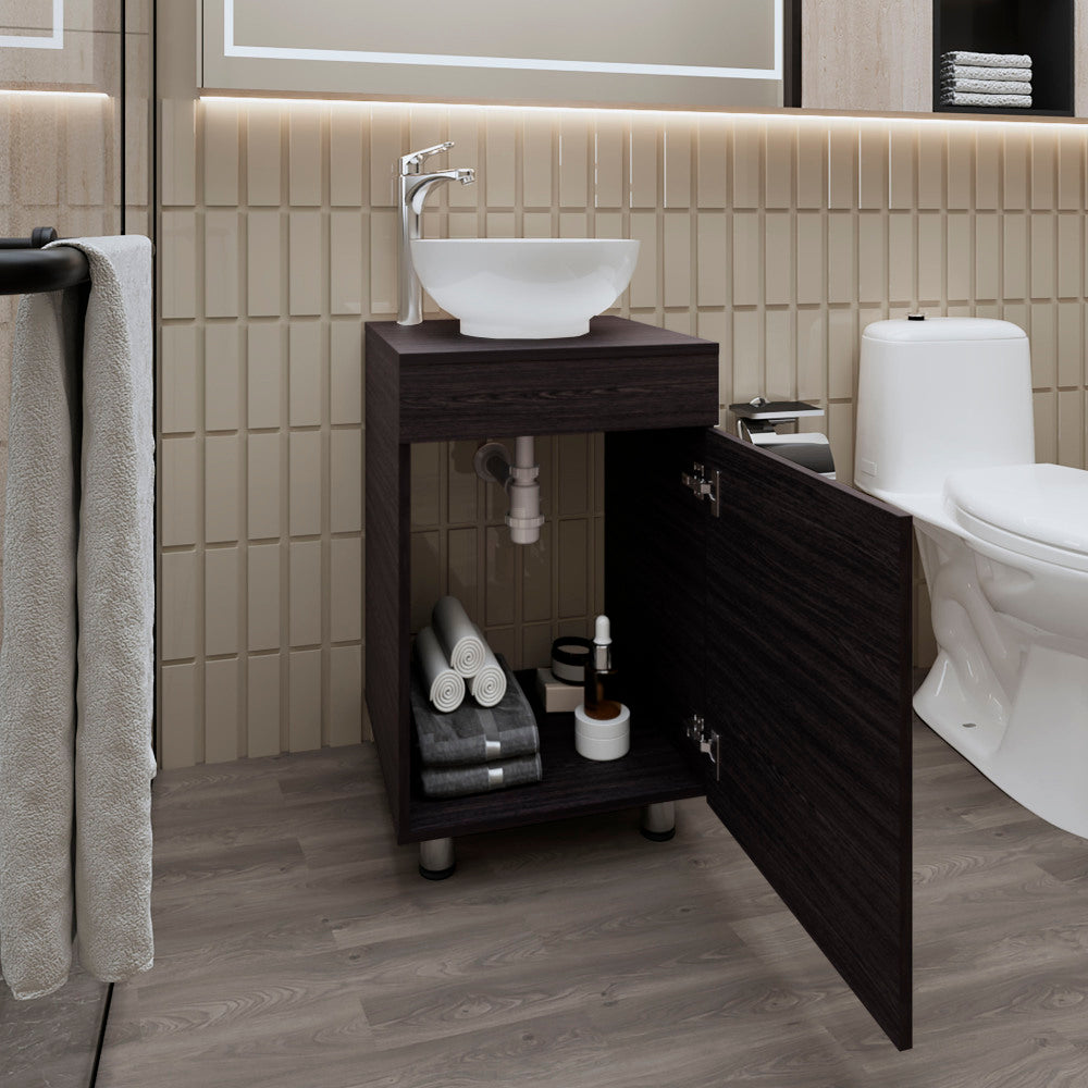 FM FURNITRE Loli Bathroom Vanity with Integrated Sink and Faucet, Wengue