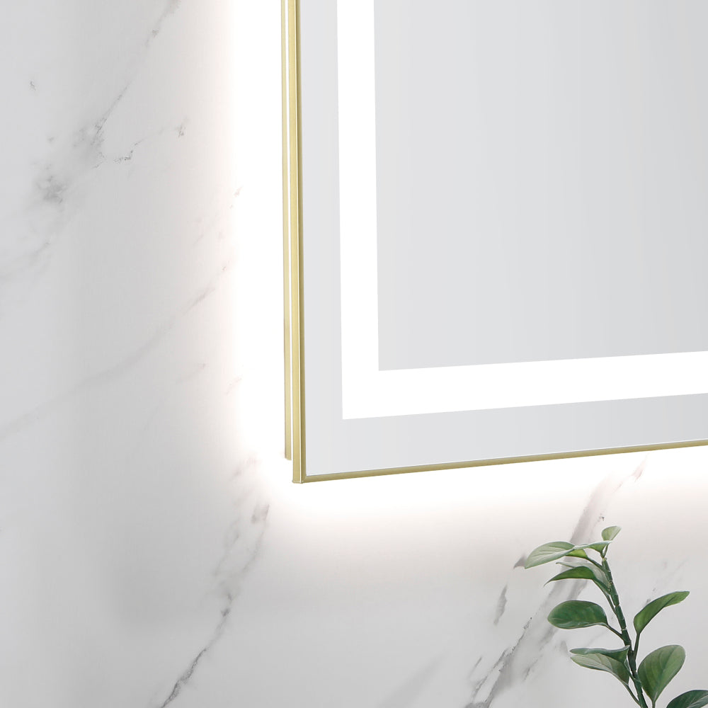 40" x 24" Inch LED Bathroom Mirror with Front and Backlight, Wall Mounted Vanity Mirror with Aluminum Frame, Anti-Fog, Memory, 3 Colors, Stepless Dimmable