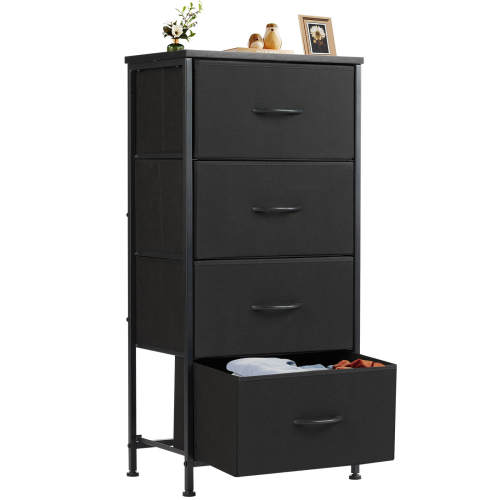 Drawers Dresser Chest of Drawers,Metal Frame and Wood Top,4bc,Black