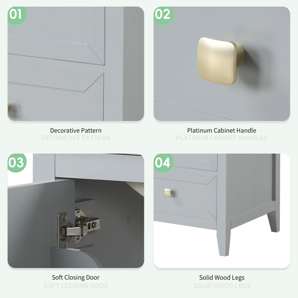 20" Bathroom Vanity with Sink, Bathroom Cabinet with Soft Closing Door, Storage Rack and A Drawer, Grey
