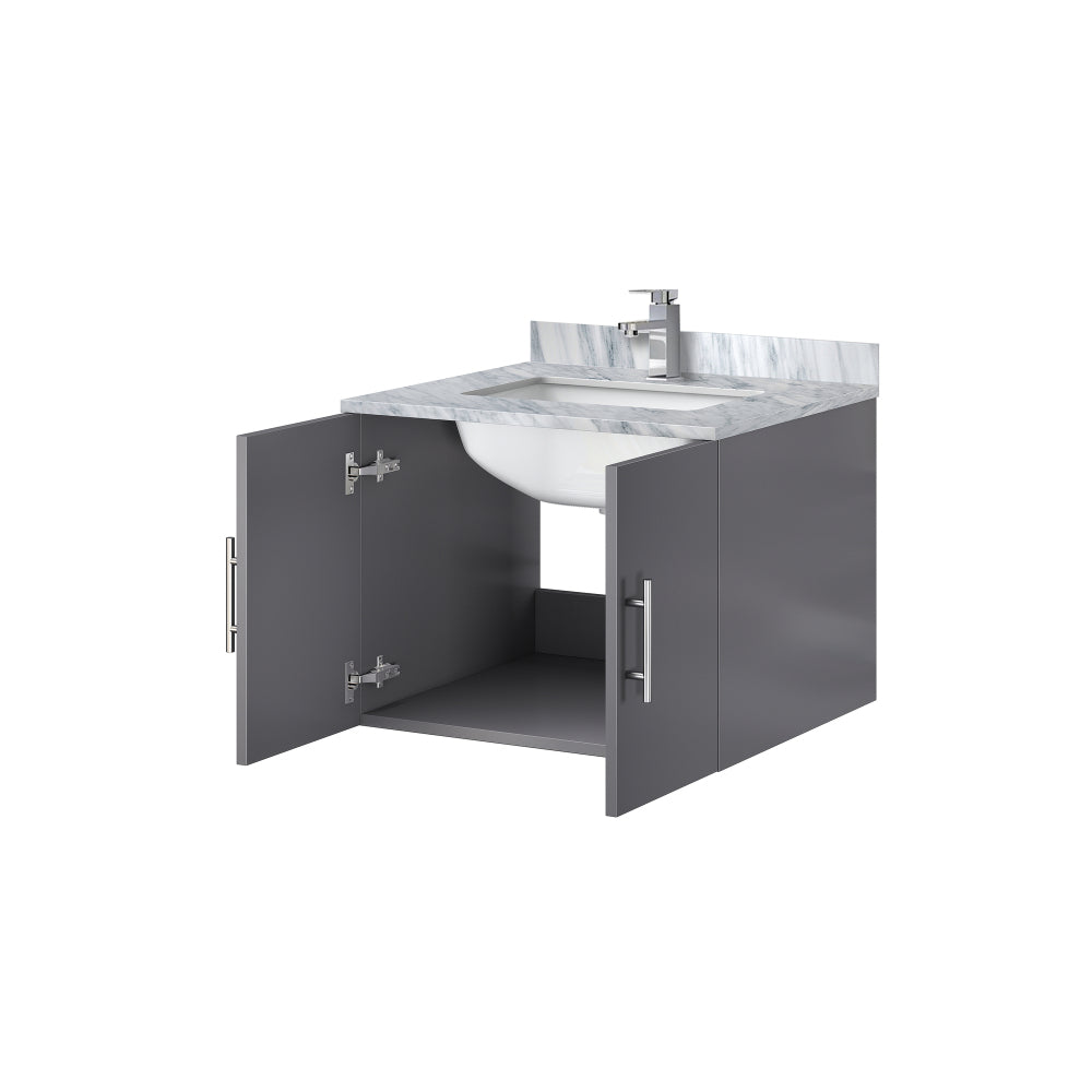 Dark Grey Bath Vanity 24 in. W x 22 in. D, Carrara Marble Top, and Faucet Set