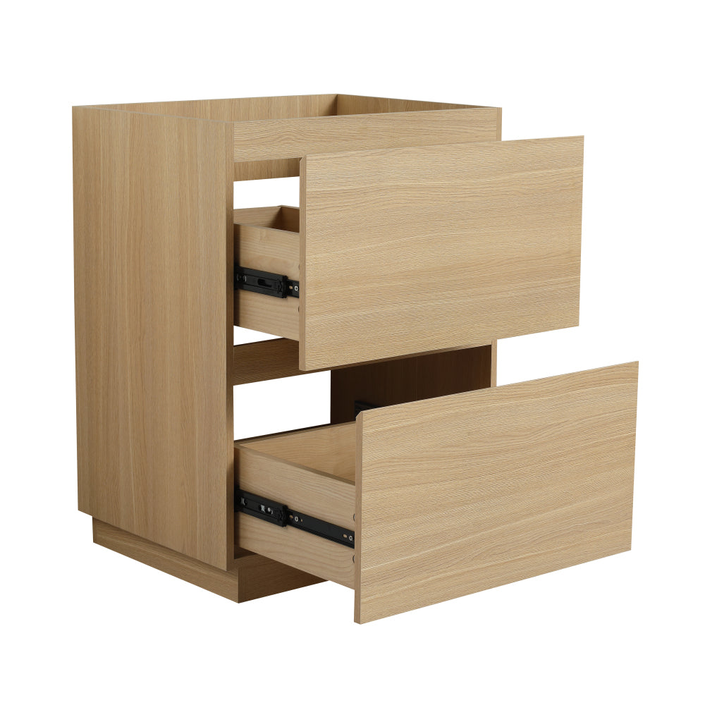 24" Bathroom Vanity with Double drawer, Freestanding Bathroom Cabinet,Engineering Wood,Oak(Only Vanity Without Top)