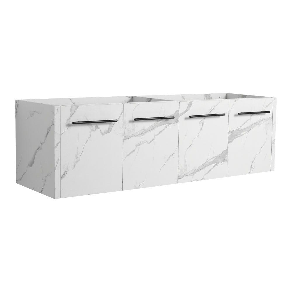 48 Inch Wall-Mounted Bathroom Vanity with Sink, Thick Edged Resin Basin, KD-Package