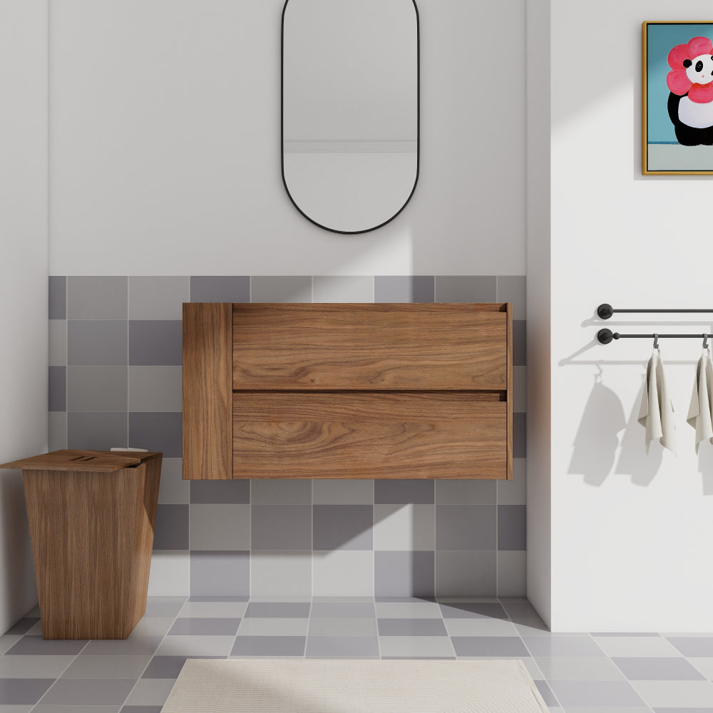 36"Wall Mounting Bathroom Vanity, Soft Close Drawer(Only Vanity, Without Basin)