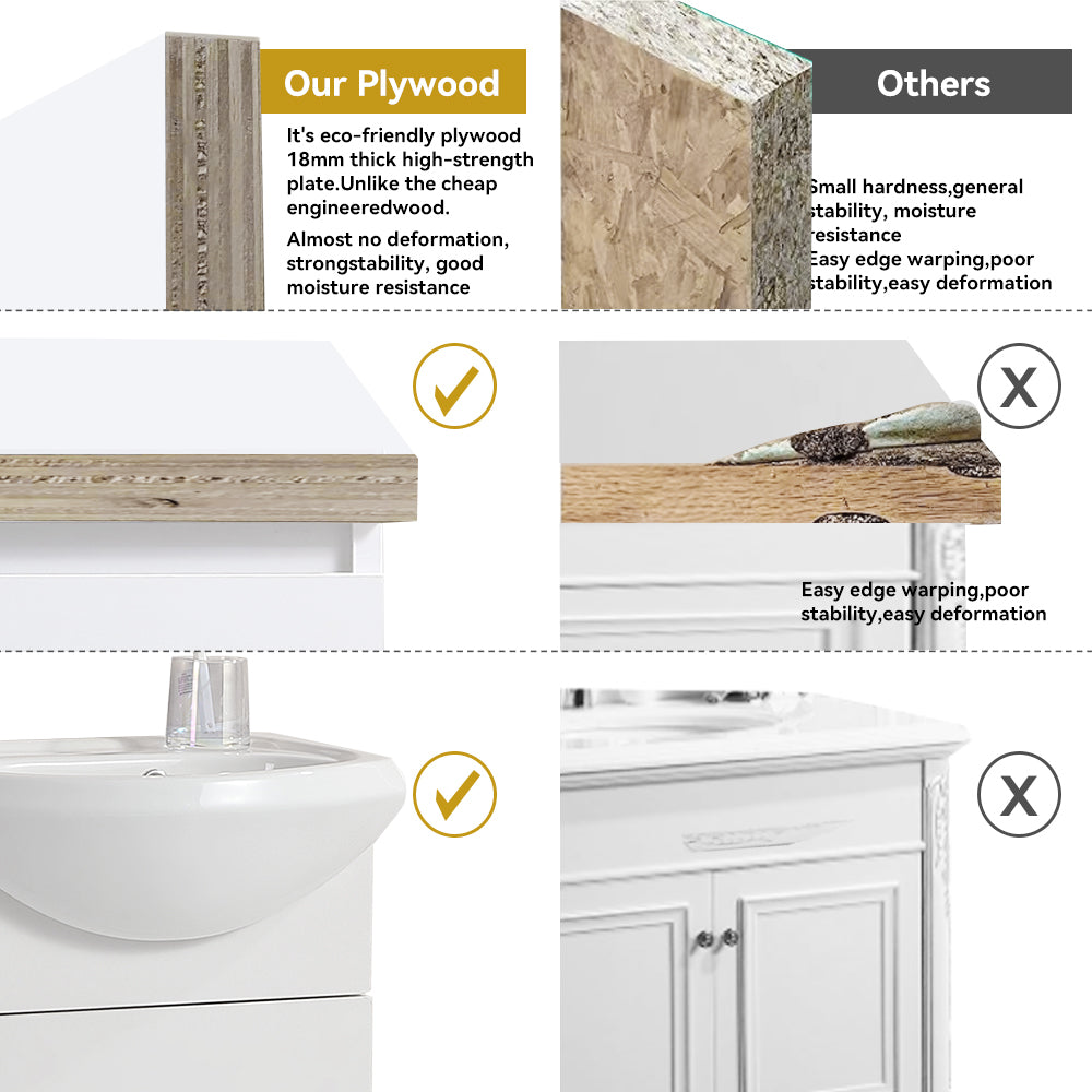 18-inch mini bathroom cabinet with ceramic sink White ChooChoo Bathroom Wall Cabinet,