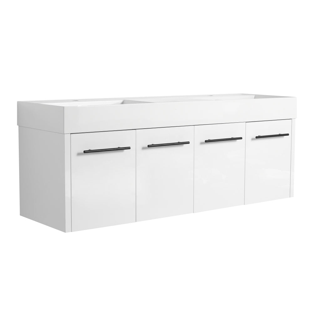 48 Inch Wall-Mounted Bathroom Vanity with Sink, Thick Edged Resin Basin, KD-Package