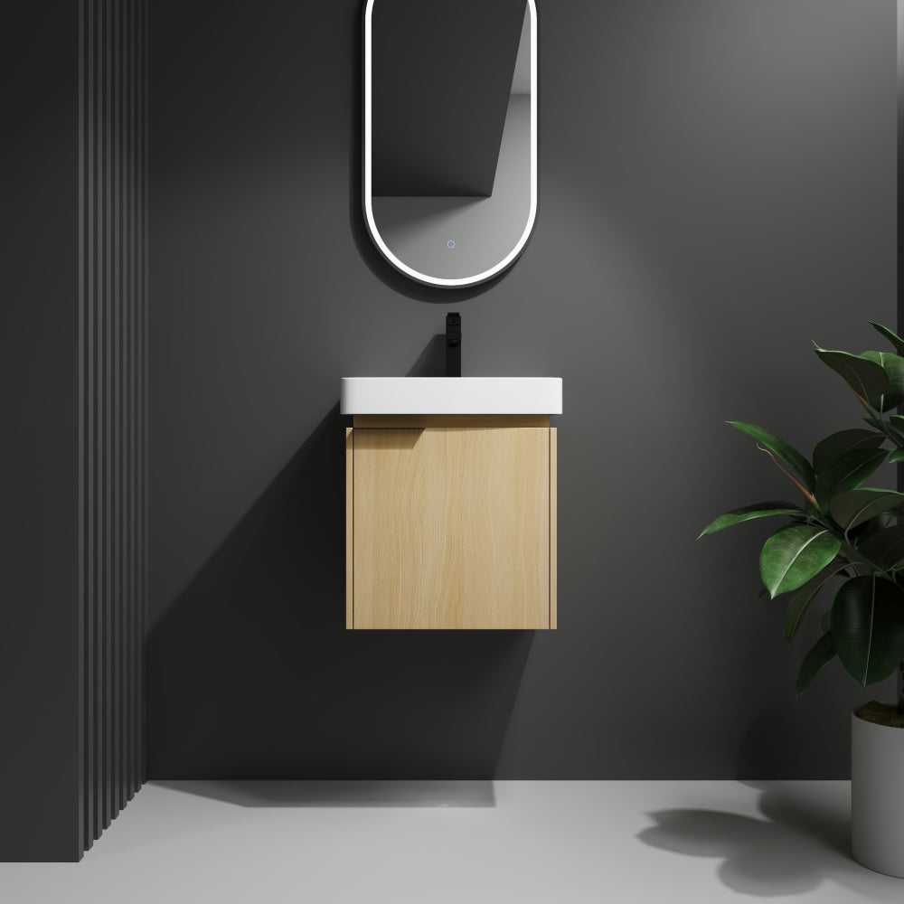 20" Wall-Mounted Bathroom Vanity with Ceramic Sink, Storage Cabinet with Doors (KD-Package)