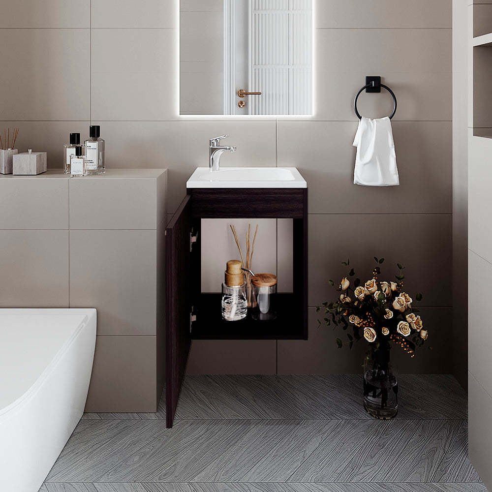 FM FURNITURE Haigleer Creek Bathroom Vanity with Integrated Sink and Faucet, Wengue