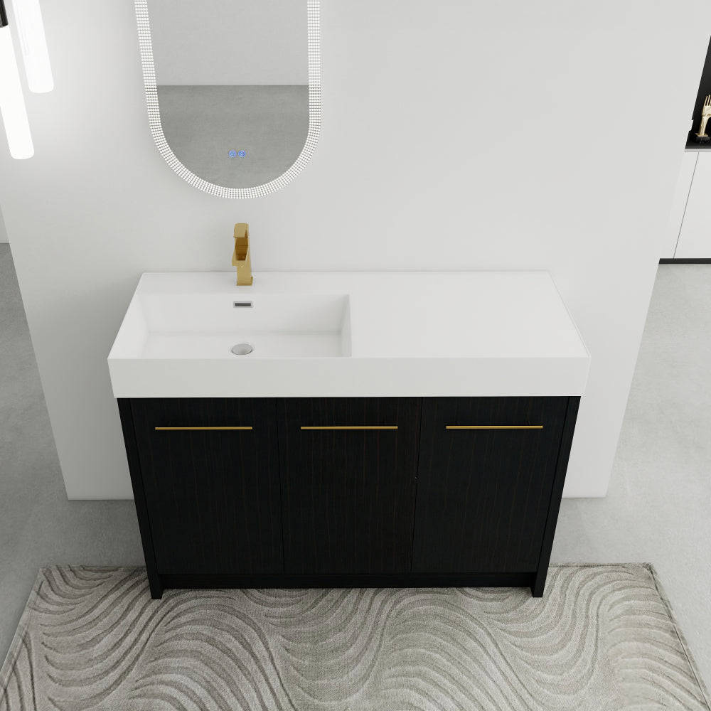 48 Inch Freestanding Bathroom Vanity with Resin Sink, With Soft Closing Door, KD-Package