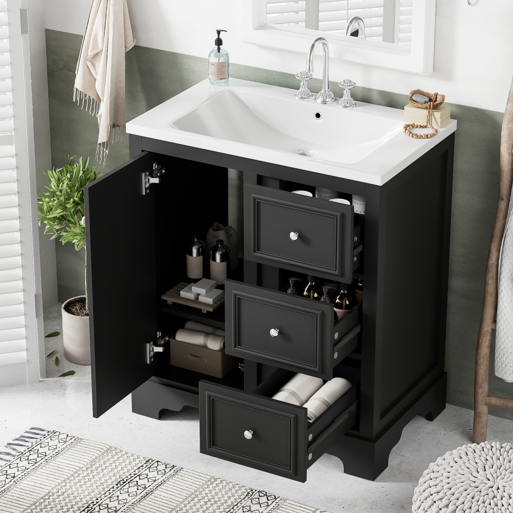 Wall Mounted Bathroom Storage Cabinet, Medicine Cabinets with large mirror door, adjustable shelves and three open storage levels(Not Include Bathroom Vanity )