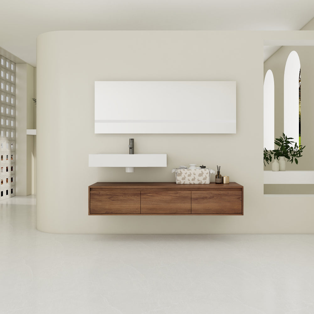 60" Bathroom Cabinet,Soft Close Drawer,Float Mounting Design (Only Vanity, Without Sink)