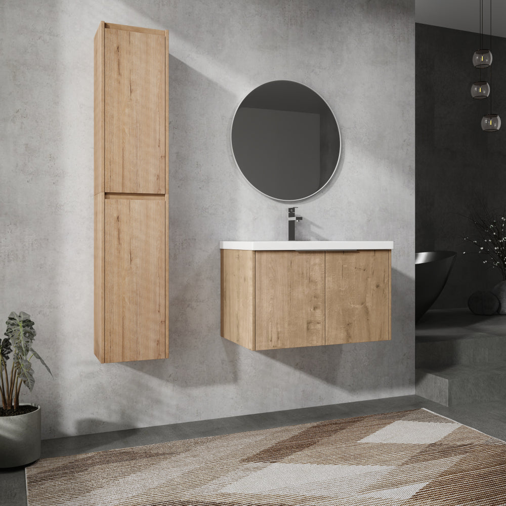 30" Wall-Mounted Bathroom Vanity With Sink and Side Cabinet, Soft Close Doors,00112IMO x 2-00630IMO Combination Cabinet(KD-Packing)