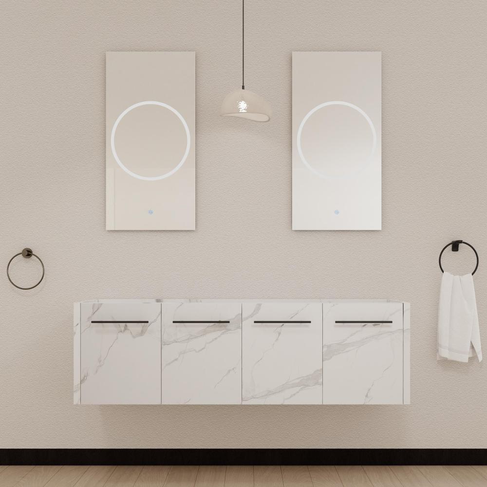 48 Inch Wall-Mounted Bathroom Vanity with Sink, Thick Edged Resin Basin, KD-Package