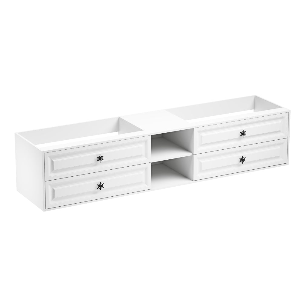 84" Wall Hung Bathroom Vanity Cabinet Fits Double Sinks, Cabinet Only (Countertop and Sinks Not Included)