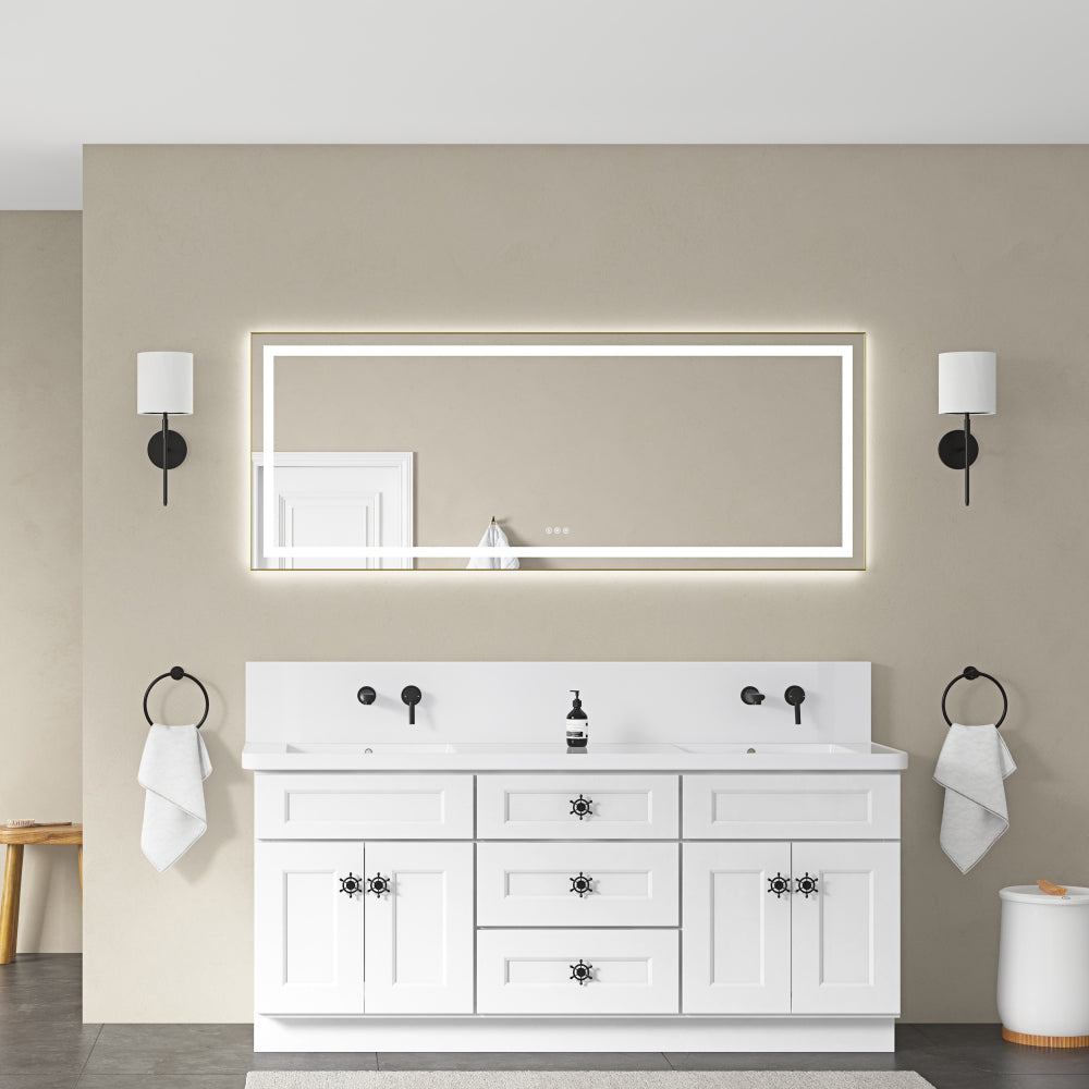40" x 24" Inch LED Bathroom Mirror with Front and Backlight, Wall Mounted Vanity Mirror with Aluminum Frame, Anti-Fog, Memory, 3 Colors, Stepless Dimmable