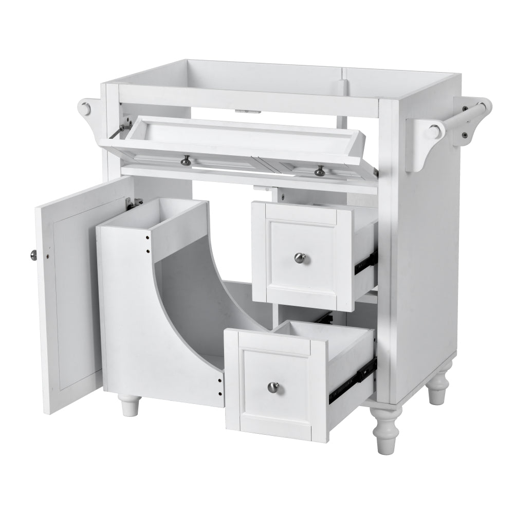 30'' Bathroom Vanity with Top Sink, Modern Bathroom Storage Cabinet with 2 Drawers and a Tip-out Drawer, Single Sink Bathroom Vanity (Same as SW000143AAF)