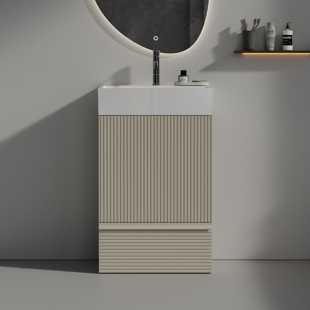 Gada 20" Striped Aquamarine Bathroom Vanity with Ceramic Sink, Freestanding Bathroom Cabinet for Modern Bathroom, KD