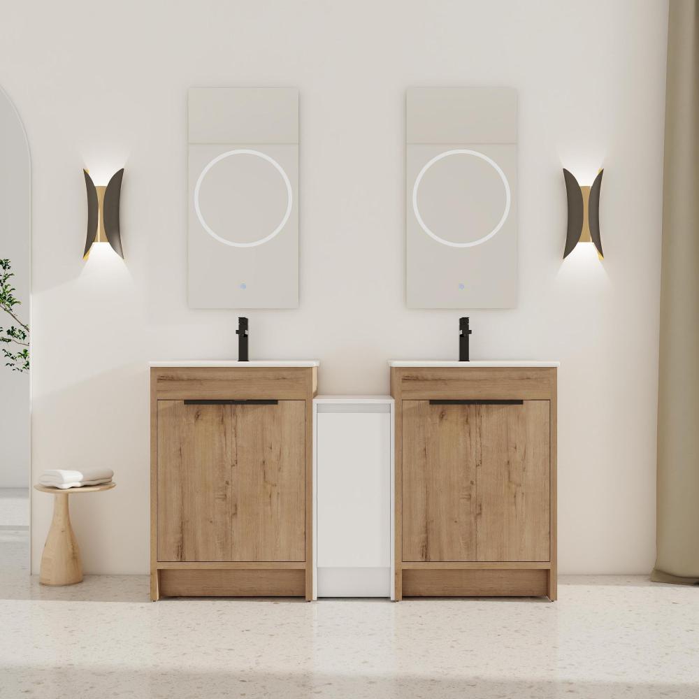 36" Freestanding Bathroom Vanity with White Ceramic Sink & 2 Soft-Close Cabinet Doors ((KD-PACKING),BVB02436IMO-F-BL9090B