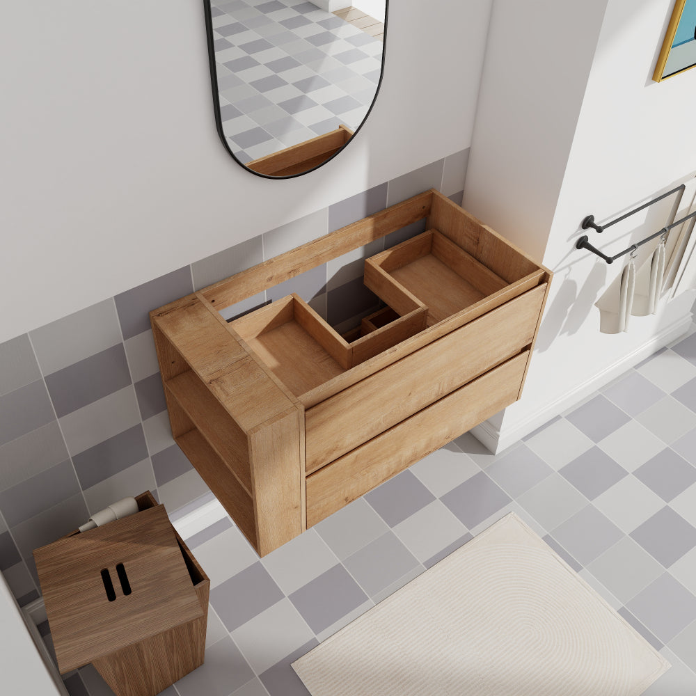 36" Wall Mounting Bathroom Vanity, Soft Close Drawer(Only Vanity, Without Basin)