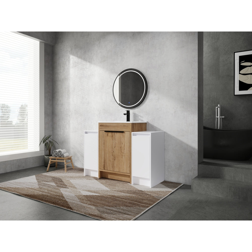 36" Freestanding Bathroom Vanity with White Ceramic Sink & 2 Soft-Close Cabinet Doors ((KD-PACKING),BVB02436IMO-F-BL9090B